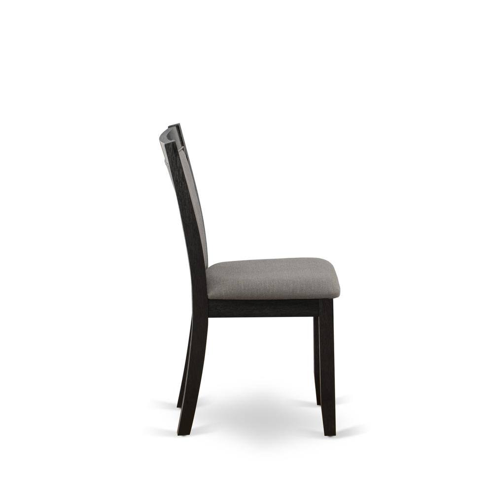 Alt View 2. East West Furniture - MZC6T50 Modern Dining Chairs - Dark Gotham Grey Linen Fabric Seat and High Chair Back - Wire Brushed Black Finish (SET - Wire Brush Black.