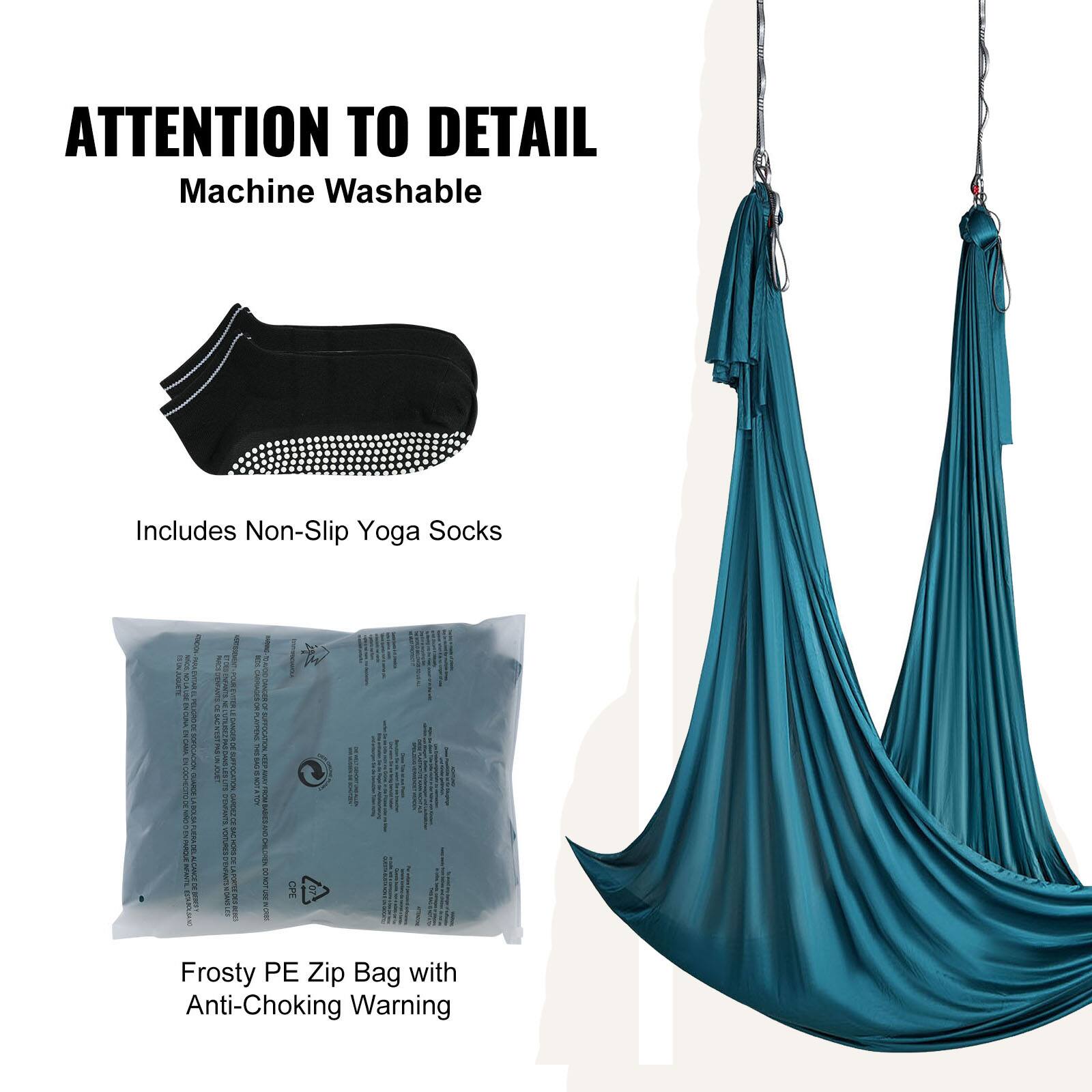 ATTENTION TO DETAIL  
Machine Washable  

Includes Non-Slip Yoga Socks  

Frosty PE Zip Bag with Anti-Choking Warning