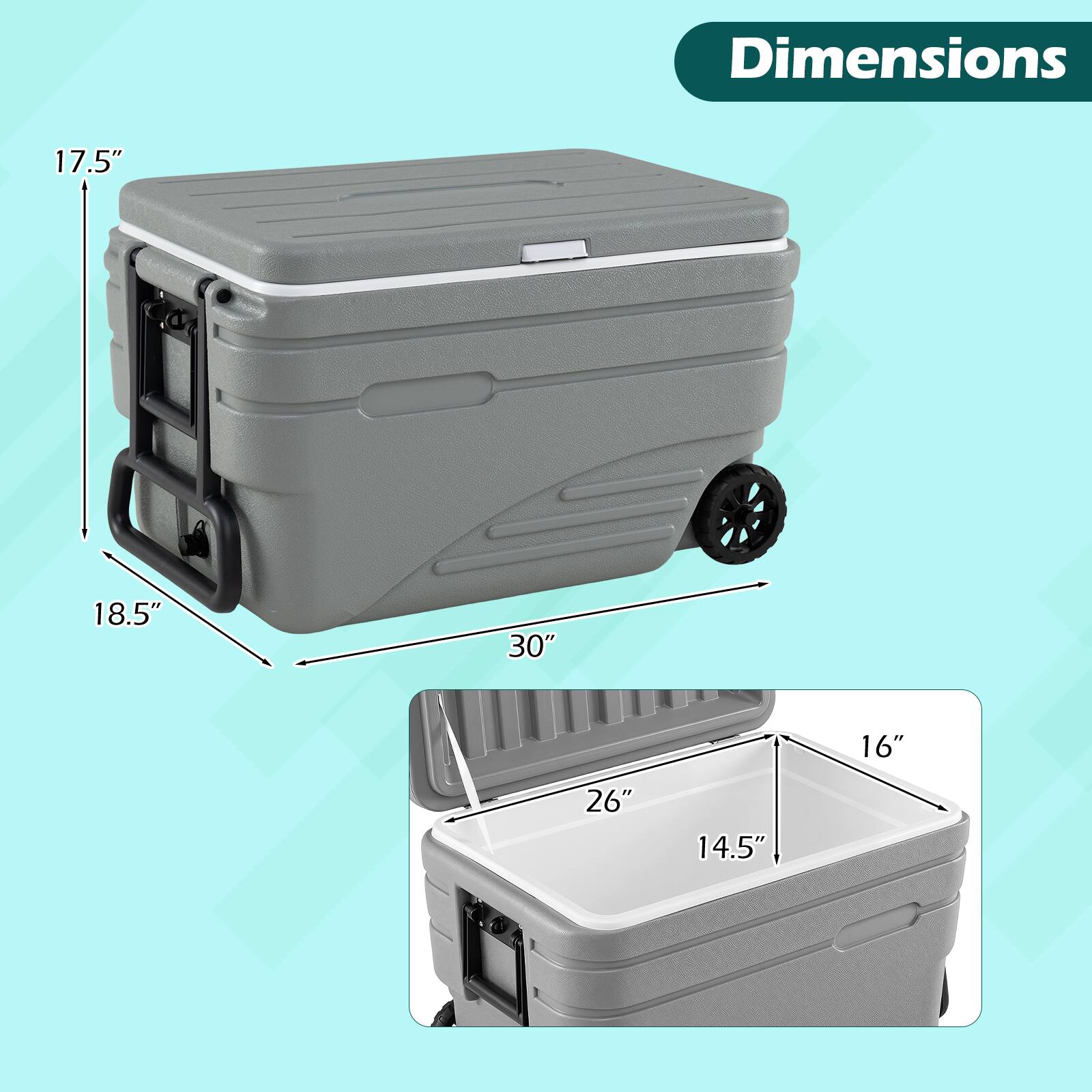 Dimensions: 17.5" x 18.5" x 30" x 16" x 26" x 14.5"