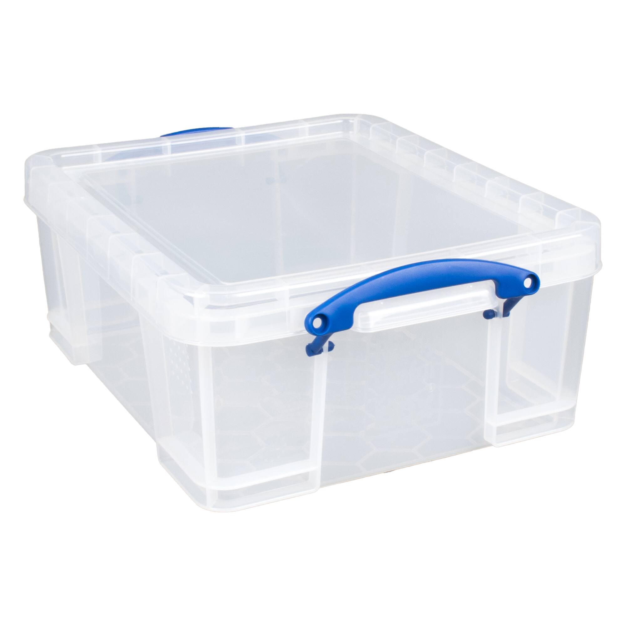Front. Really Useful Box - Really Useful Box 17L Plastic Storage Container w/Snap Lid & Clip Lock Handles - Clear.