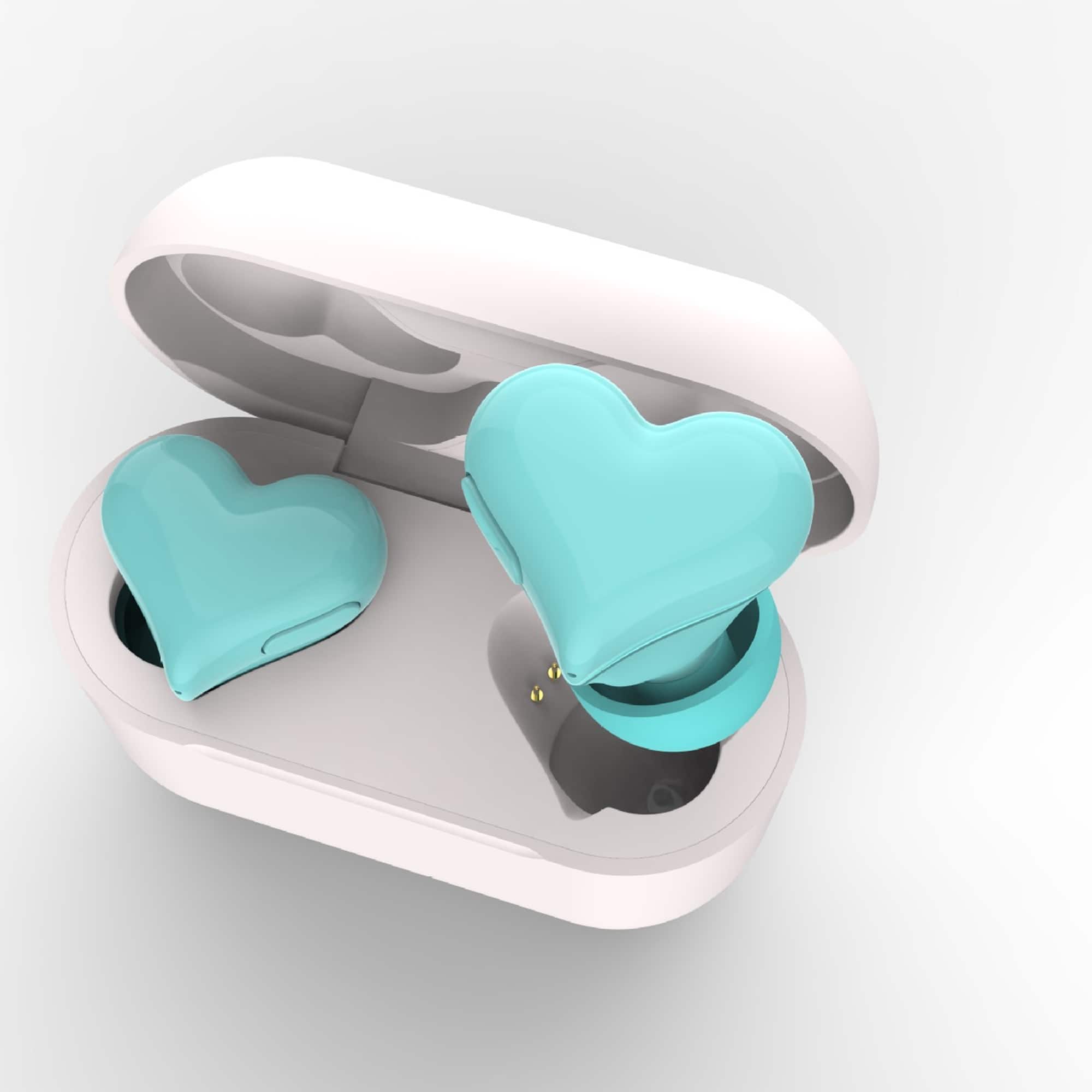 YONWAY - Heart Shaped In-Ear Wireless Bluetooth Earbuds, Stereo Sound Noise Canceling Earphones with Charging Case for Girls