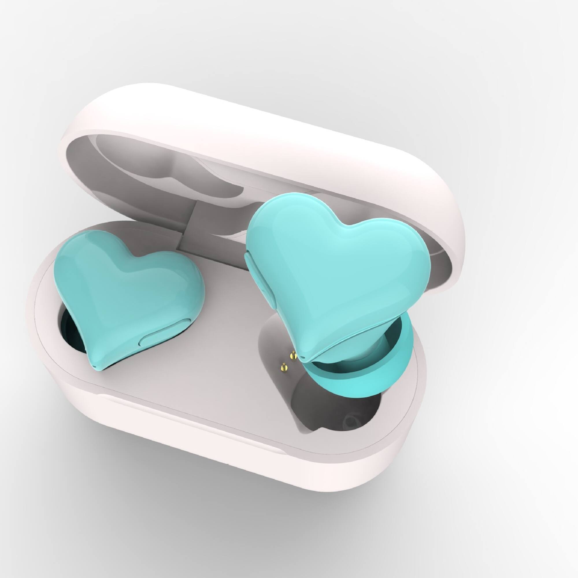 Front. YONWAY - Heart Shaped In-Ear Wireless Bluetooth Earbuds, Stereo Sound Noise Canceling Earphones with Charging Case for Girls.