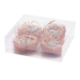 BreeBe - Twig Bird Nest with Eggs and Raffia (Set of 8) - Brown, Blue