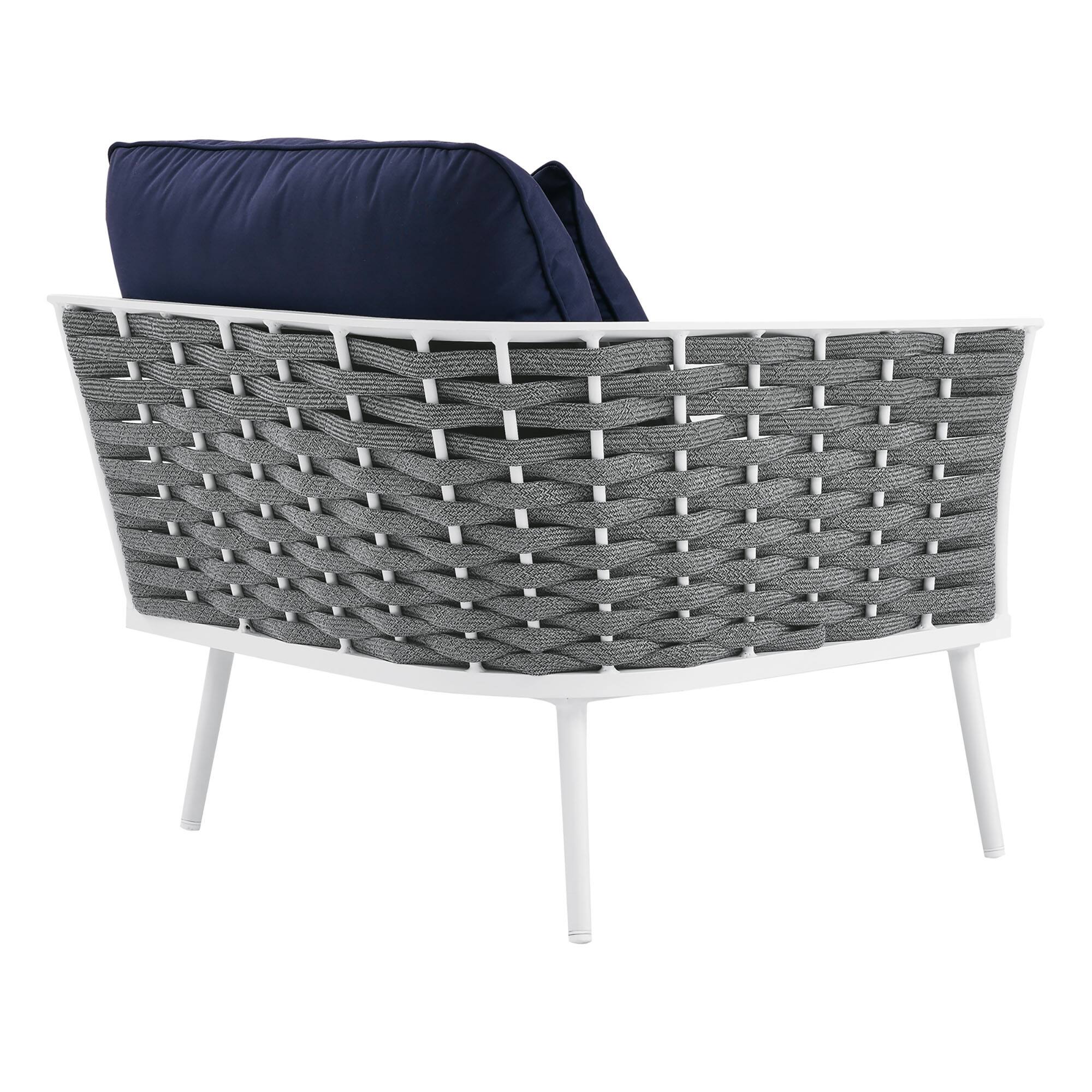 Alt View 2. Modway - Stance Outdoor Patio Aluminum Left-Facing Armchair by Modway - White Navy.