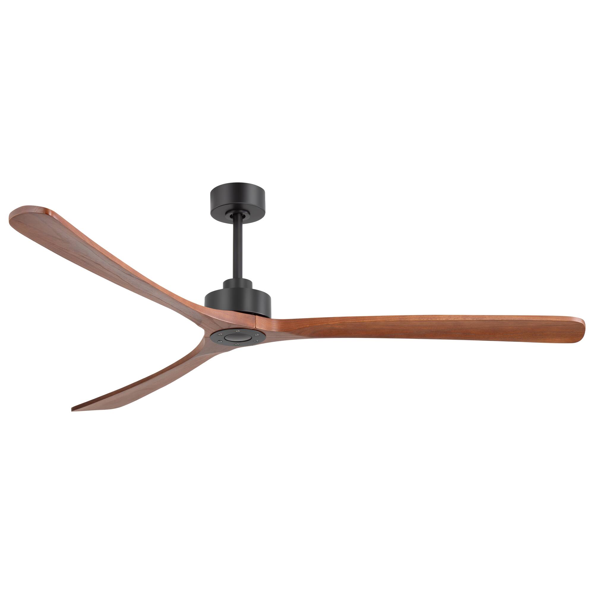 Angle. Breezary - 72-Inch No-Light Ceiling Fan with 3 Wood Blades, DC Motor, 6''&12'' Downrods, 6-Speed Remote Control & Timer - Matte Black and Red.