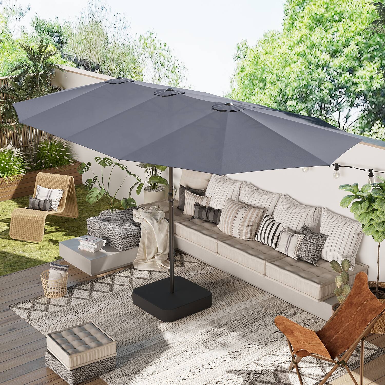 Alt View 6. FUFU & GAGA - FUFU&GAGA Extra - Large Patio Umbrella: Ultimate Shade for Outdoor Spaces - Dark Blue.