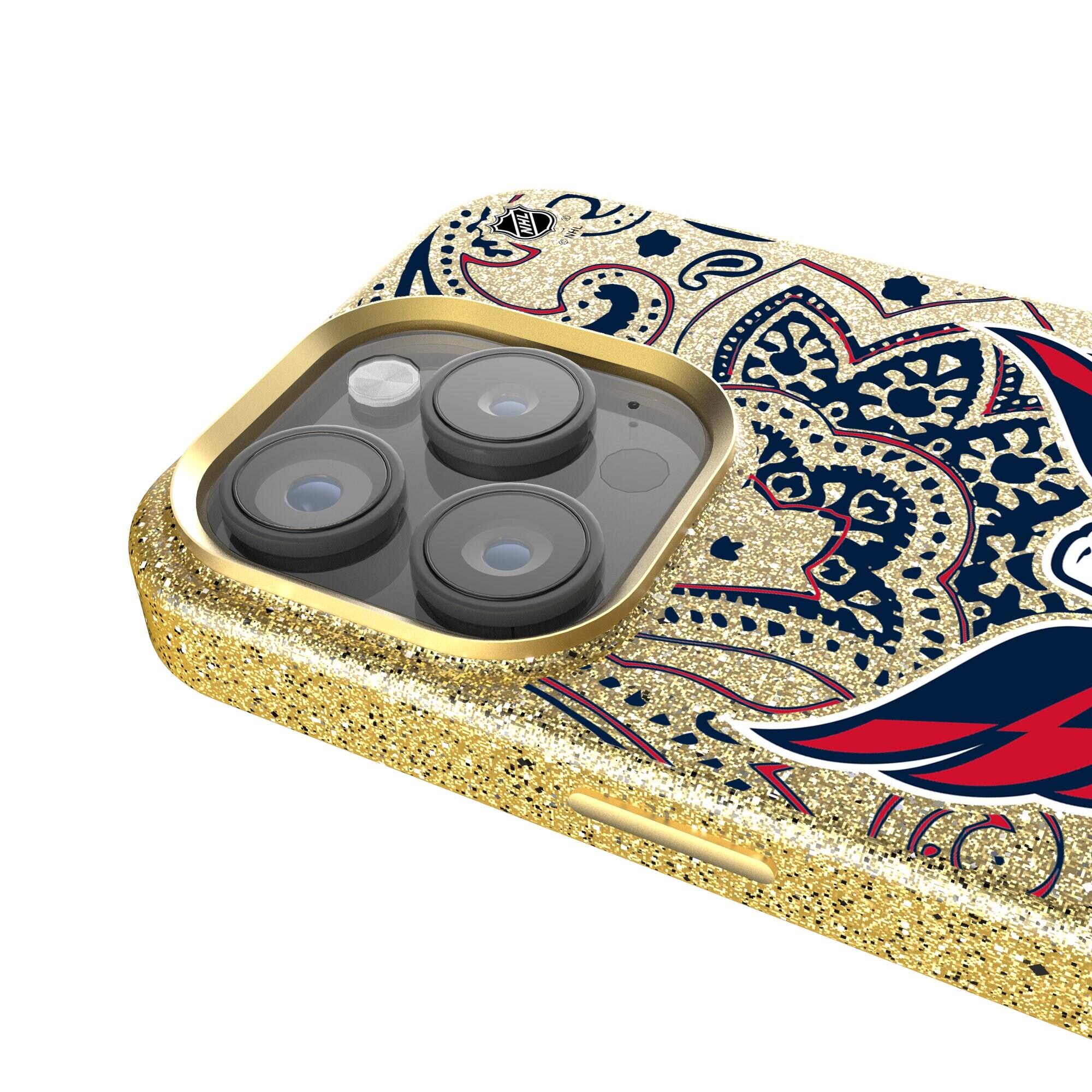 Alt View 3. Keyscaper - Gold Washington Capitals Paisley Bling iPhone Case - 16 Pro Max - Gold.