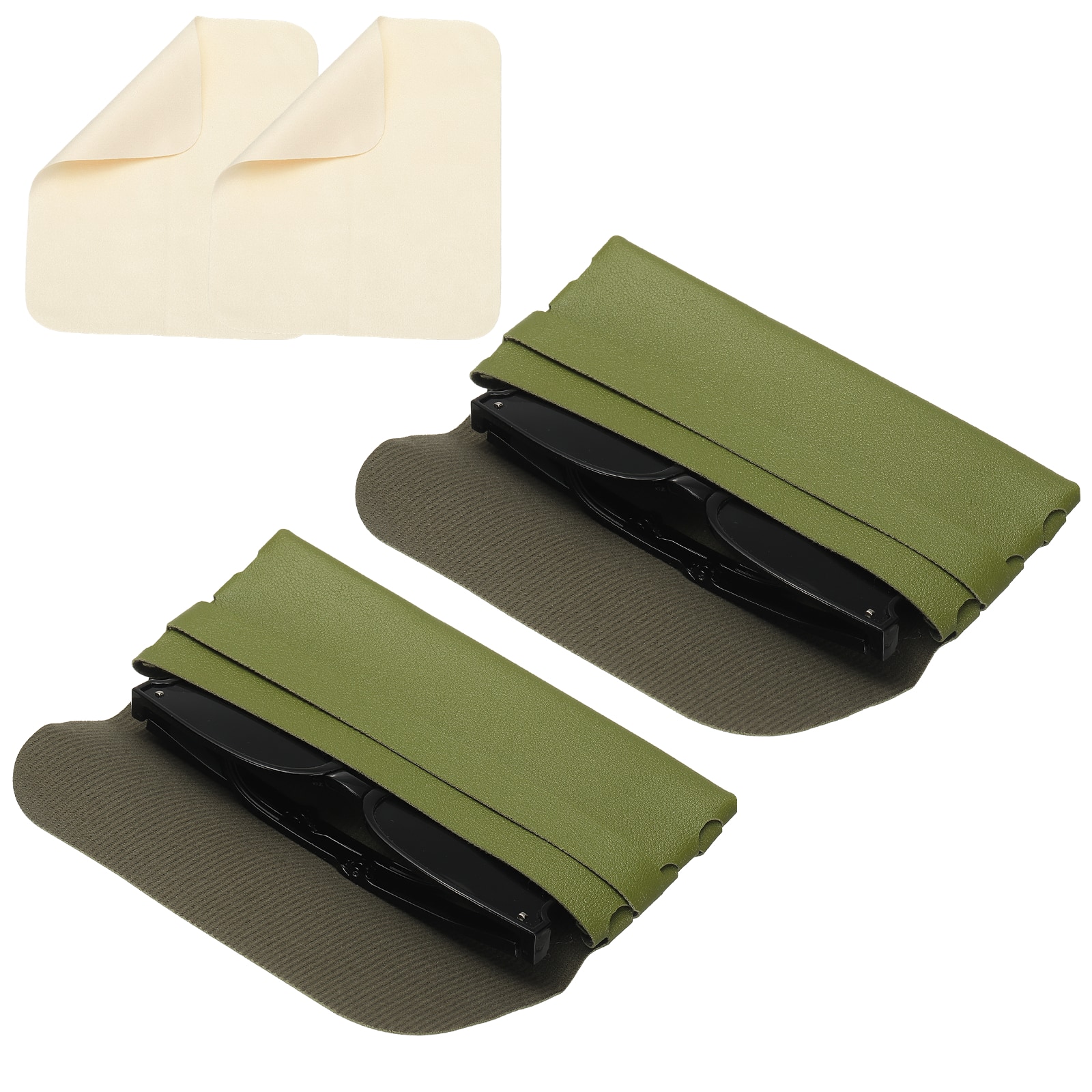 "Unique Bargains - 2pcs Soft Leather Eyeglass Case 6.7x3.1x1"" Reading Pouch with Cleaning Cloth - Green" price history on PriceWatchPro