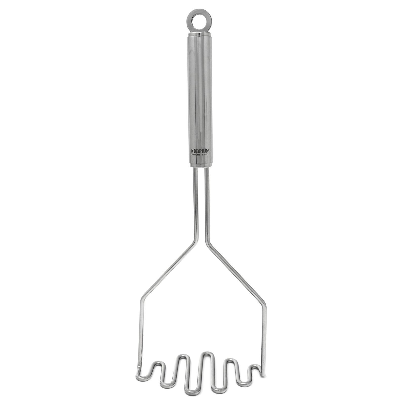 Alt View 3. Norpro - Krona Potato Masher - Stainless Steel, Heavy Duty - Silver.