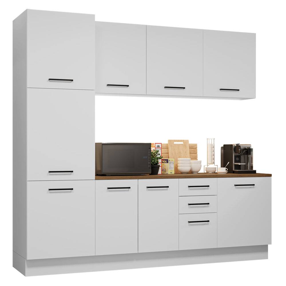 Front. Madesa - Madesa Hazel Kitchen Set 94"L Pantry Storage Base Cabinet Wall Cupboard - White - White.