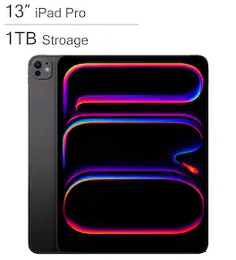 Apple - 13-inch iPad Pro M4 chip Built for Apple Intelligence Wi-Fi + Cellular 1TB with OLED Nano Texture Glass - Space Black