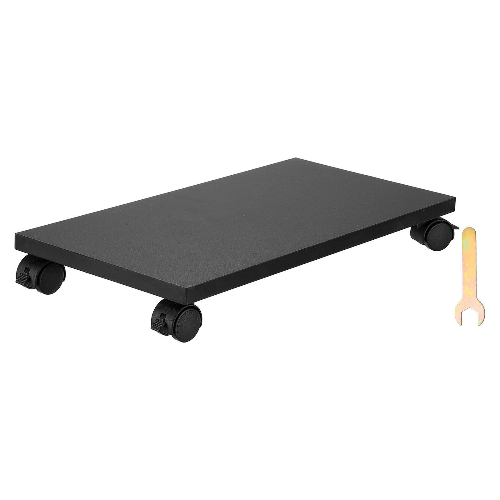 Front. Unique Bargains - 8x16in PC Stand, Computer Tower Stand Wood CPU Holder Under Desk Mobile Cart 4 Caster Wheel for Floor Carpet - Black.