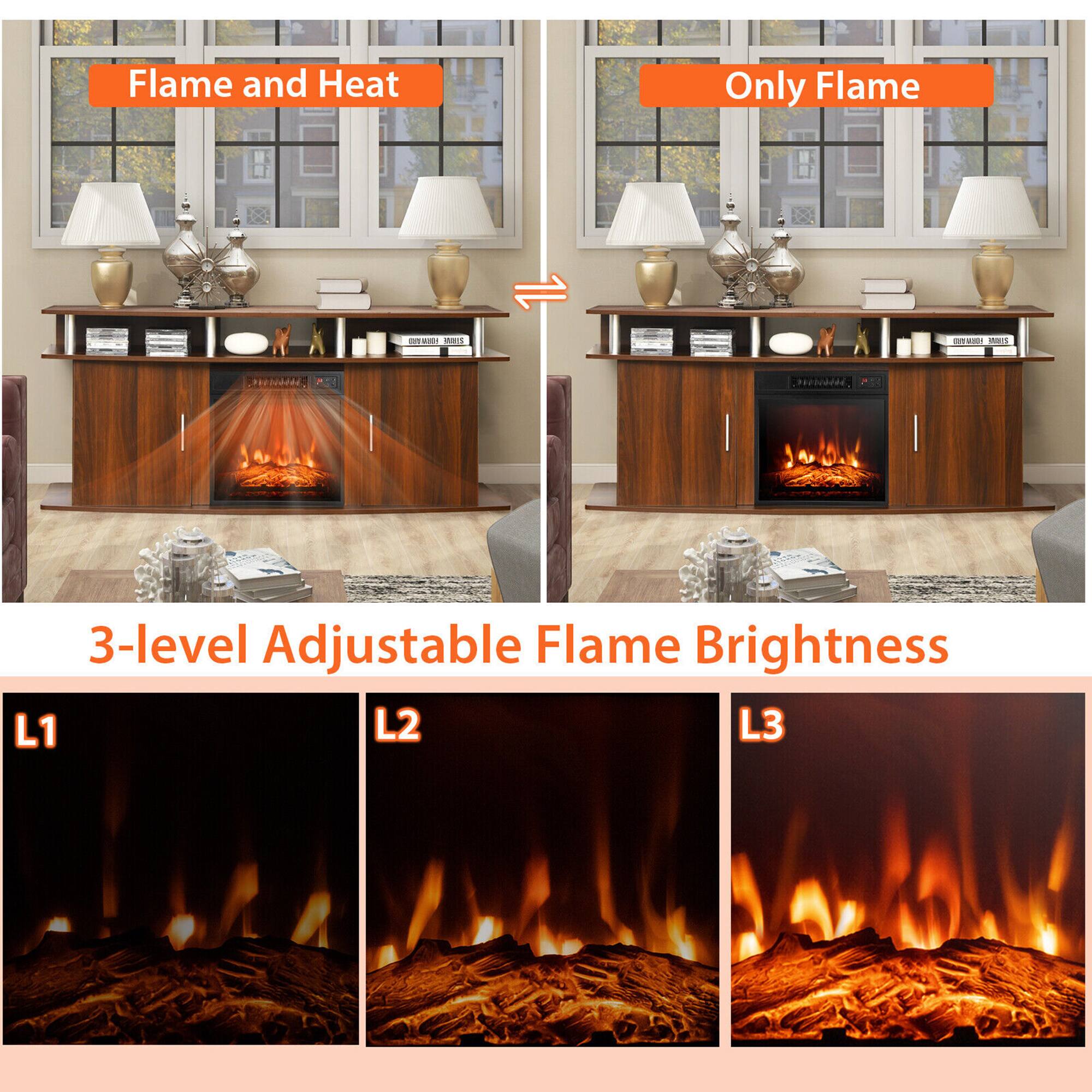 Flame and Heat, Only Flame, 3-level Adjustable Flame Brightness, L1, L2, L3