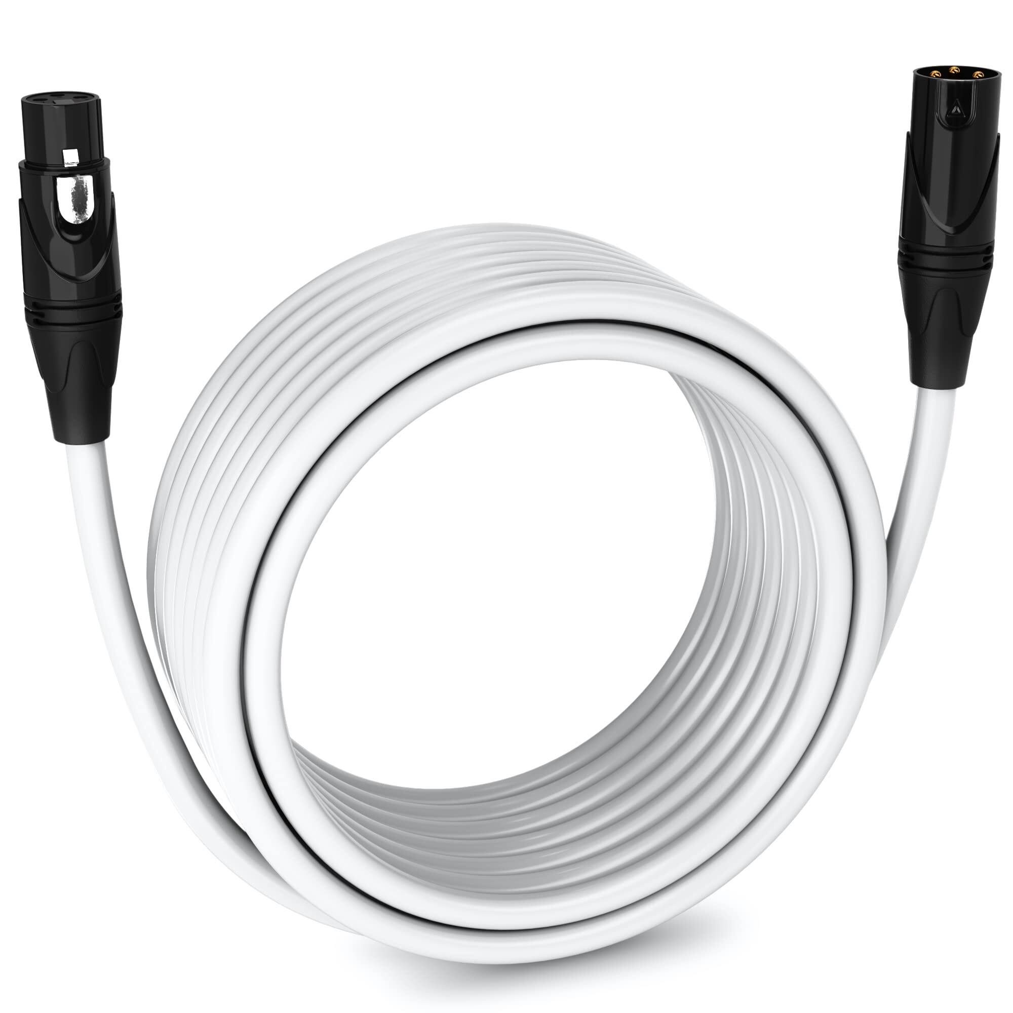 Front. Lyxpro - 30 ft Balanced XLR Cable, Male to Female, 3 Pin Microphone Cable - White.