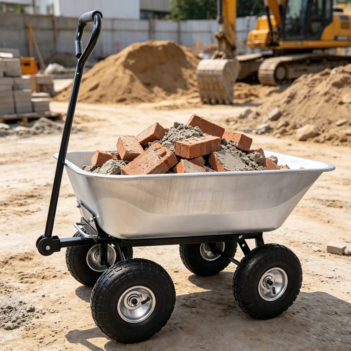 Alt View 9. Loheer - Loheer Folding Poly Garden Dump Truck Steel Frame Garden Cart 300 lb Capacity Silver.