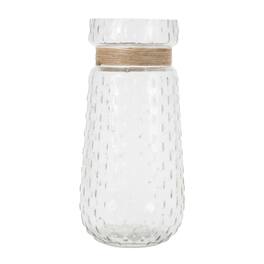 BreeBe - Texture Glass Vase with Jute Accent (Set of 2) - Clear, Beige