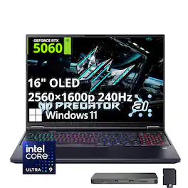 Acer - Upgraded - Predator Helios Neo 16S AI Gaming Laptop - 16" OLED 240Hz - Intel Core Ultra 9 - NVIDIA GeForce RTX 5060 – 64GB – 4TB - Obsidian Black