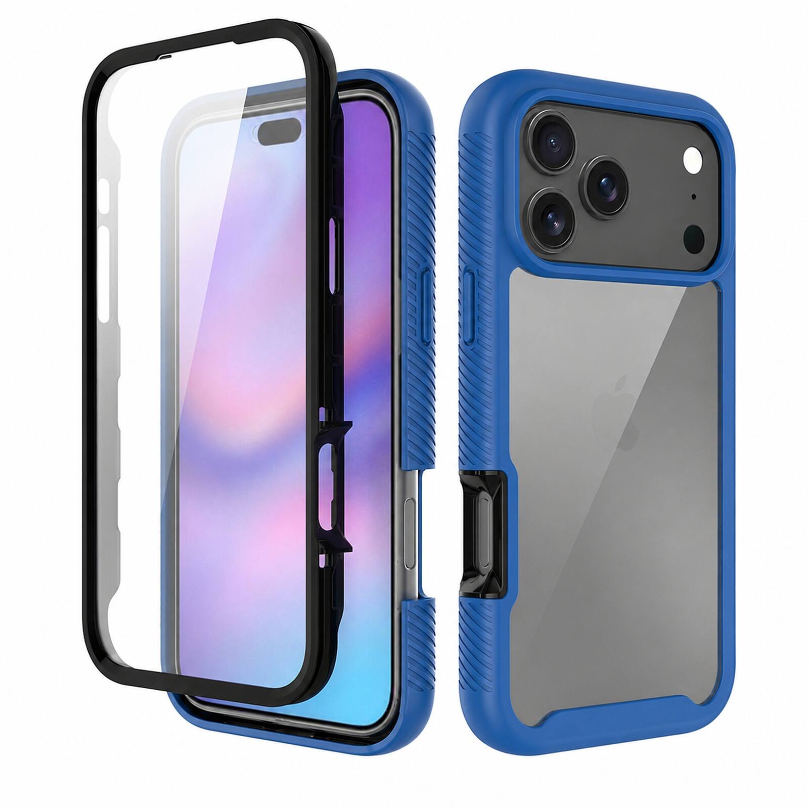 Left. UUCOVER - Full Body Protection Case for iPhone 18 Pro Max,Shockproof TPU+PC Clear Case Built-in Screen Protector Cover - Darkblue.