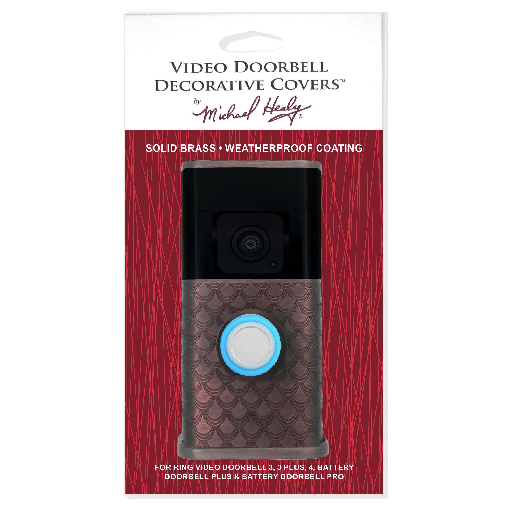 VIDEO DOORBELL DECORATIVE COVERS by Michael Hely - SOLID BRASS WEATHERPROOF COATING - FOR RING VIDEO DOORBELL 3, 3 PLUS, 4, BATTERY DOORBELL PLUS & BATTERY DOORBELL PRO