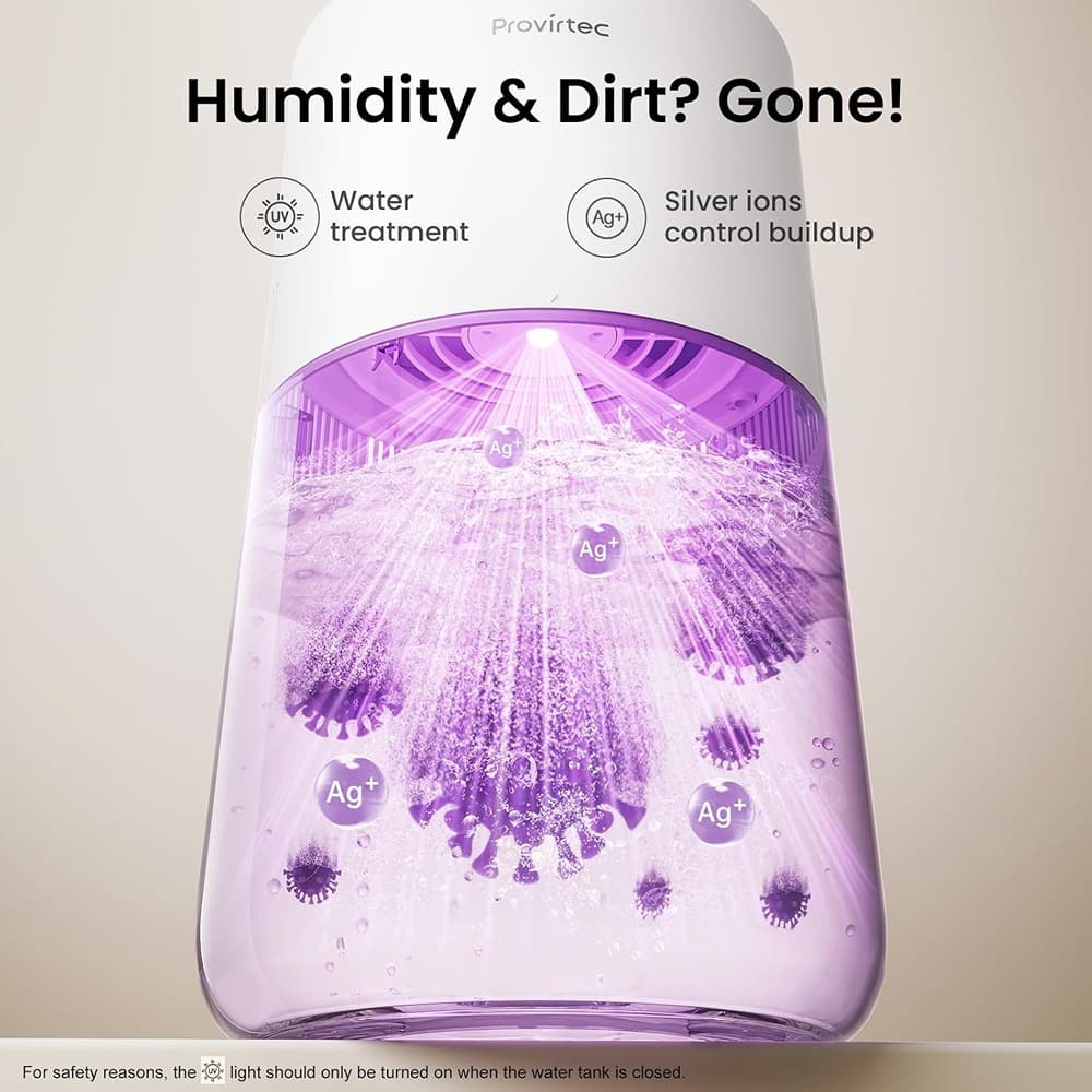 MOSZAR LLC - MistFree 3L Evaporative Humidifier, Auto Humidity Control, Night Light