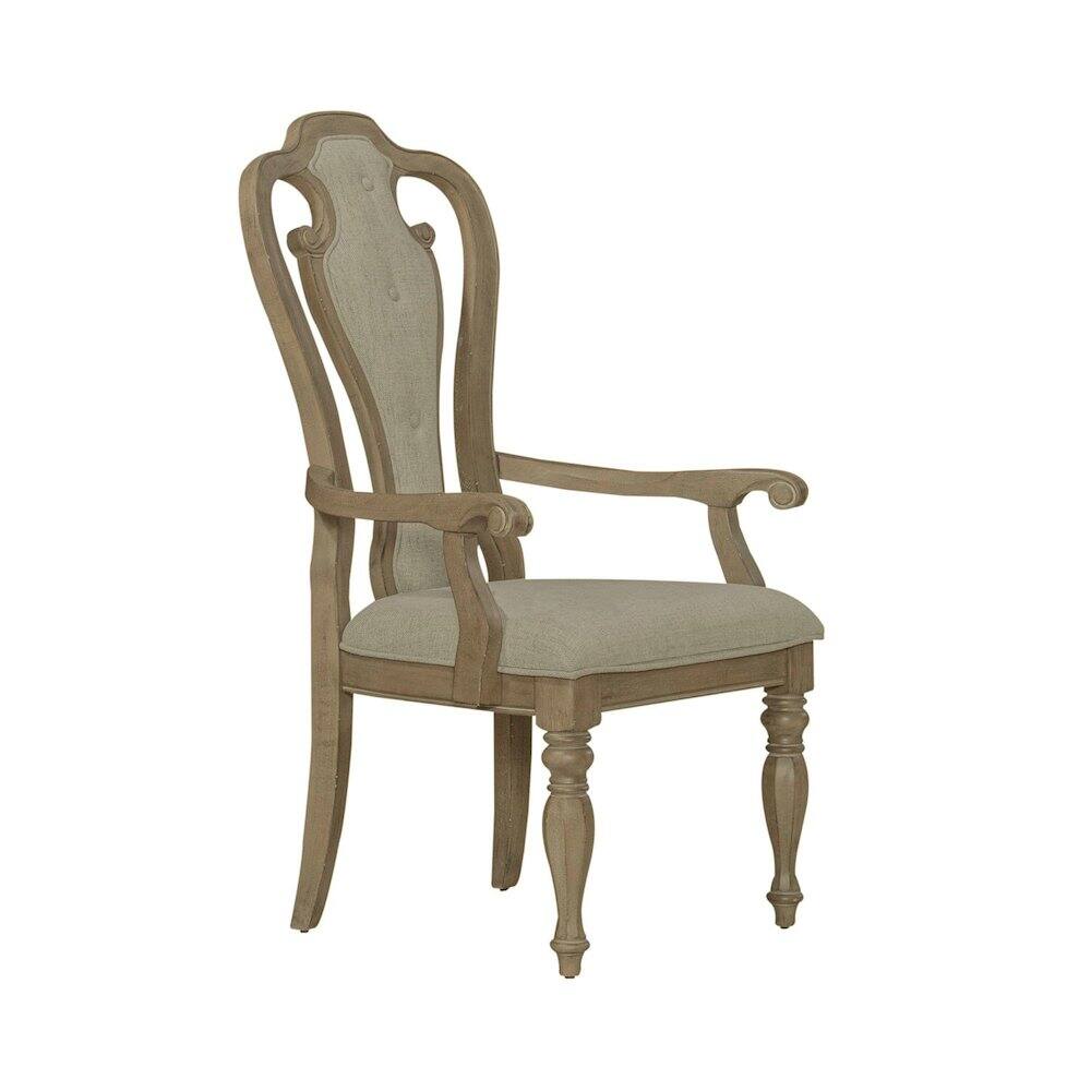 Front. Liberty Furniture Industries - Magnolia Manor Splat Back Arm Chair (RTA) - Set of 2 in Weathered Bisque - Brown.
