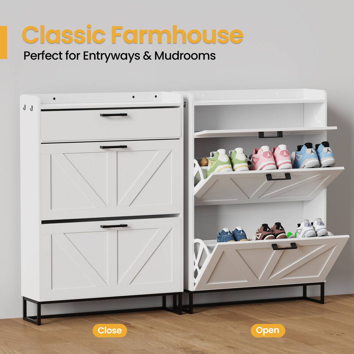Classic Farmhouse  
Perfect for Entryways & Mudrooms  

Close  
Open
