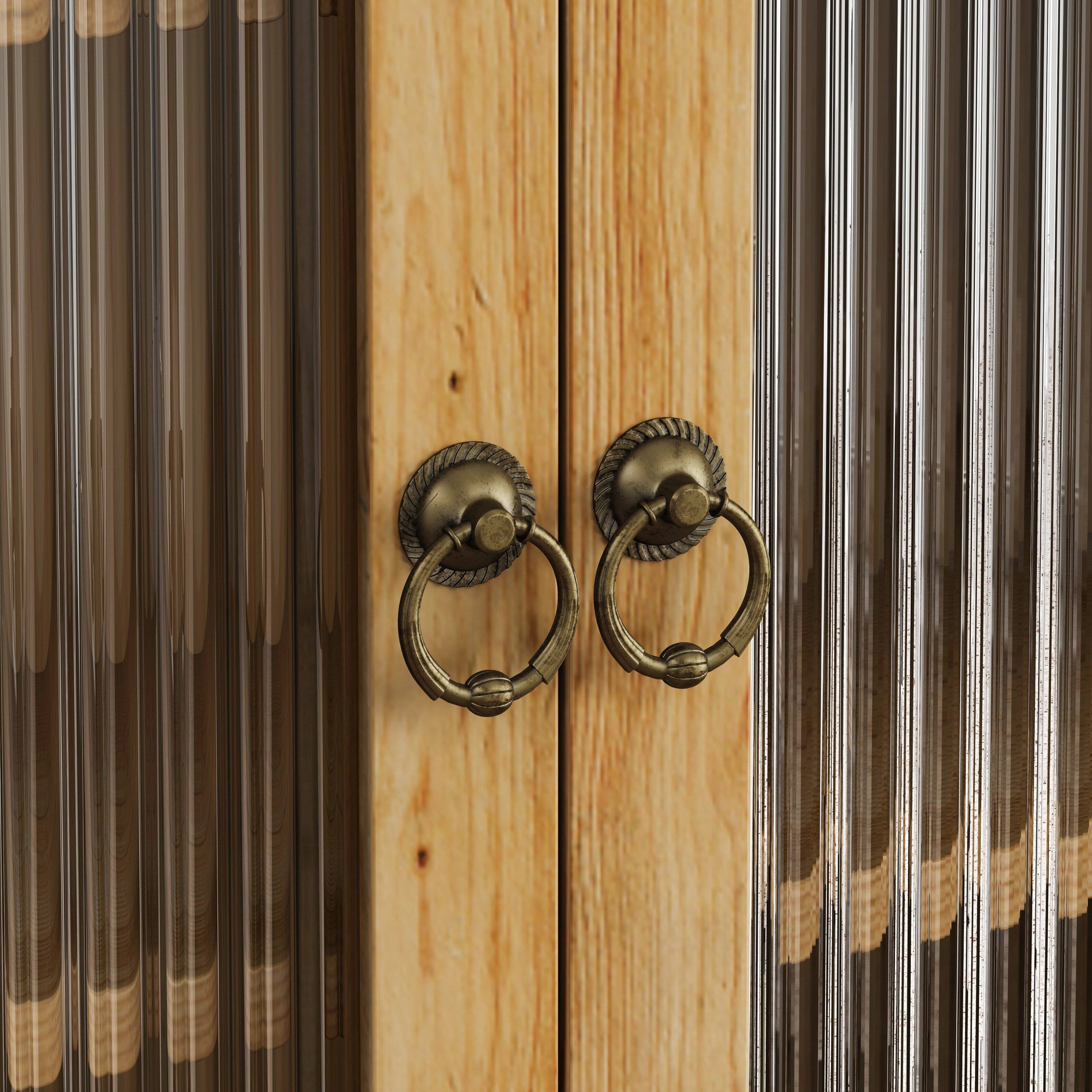 Alt View 1. Dexmalle - Dexmalle-24.8''Vintage Double Glass Door 3-Tiers Wall Cabinet With Towel Rack-Natural - Natural.