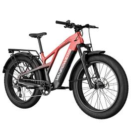 Vanpowers - GrandTeton Pro Adult 26" Step-Over 750W Hub Motor E-Bike - Lava Red and Coke Black
