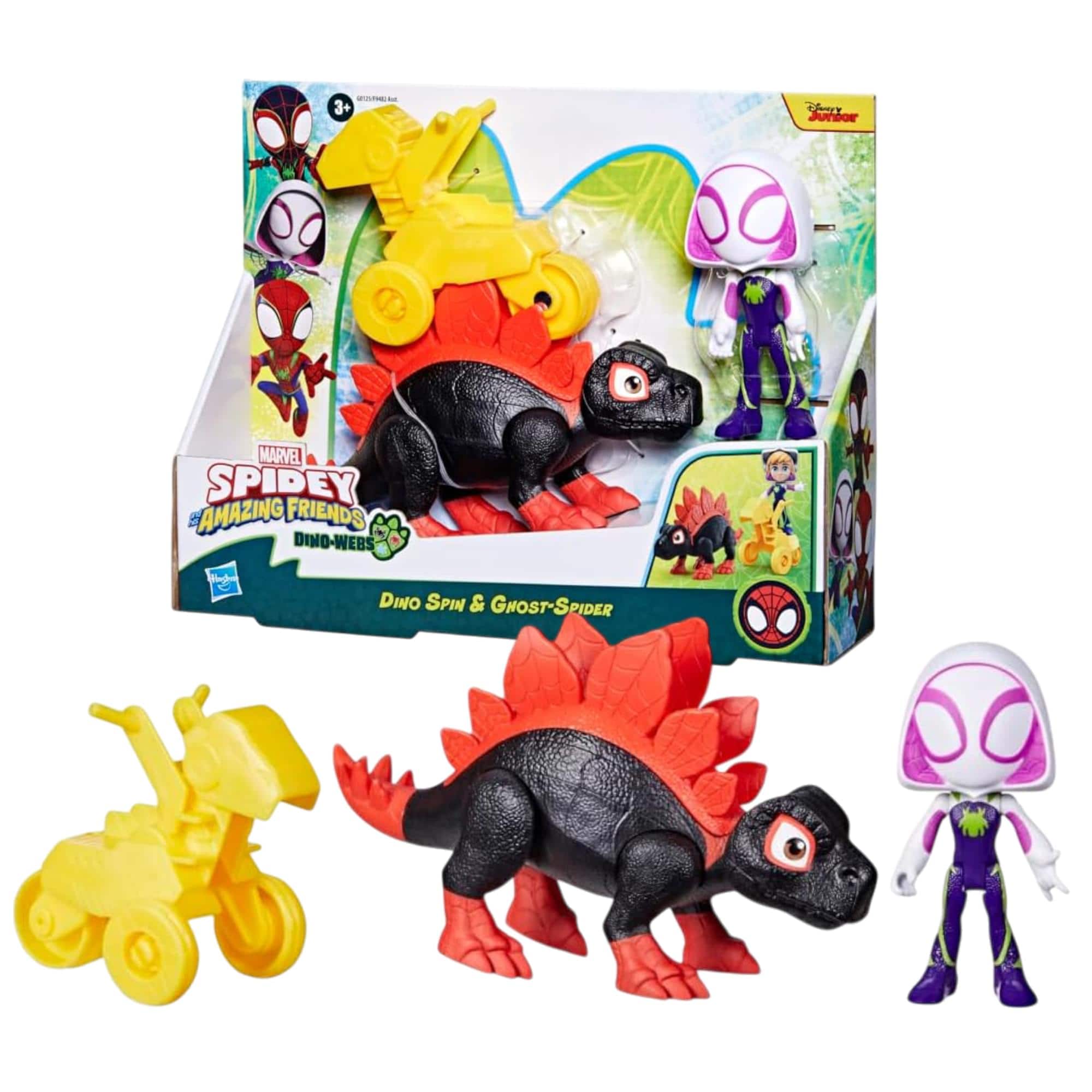 Hasbro - Marvel Spidey and Friends 4-Inch Dino-Webs Set | Dino Spin & Ghost-Spider - Multi-Colored