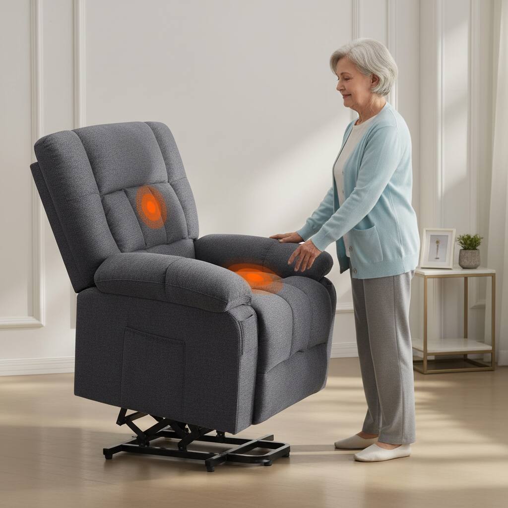 Alt View 6. AOITUN - Power Lift Recliner Chair for Elderly with Massage and Heat, Electric Stand Up Sofa Fabric Living Room Chair, Grey - Gray.
