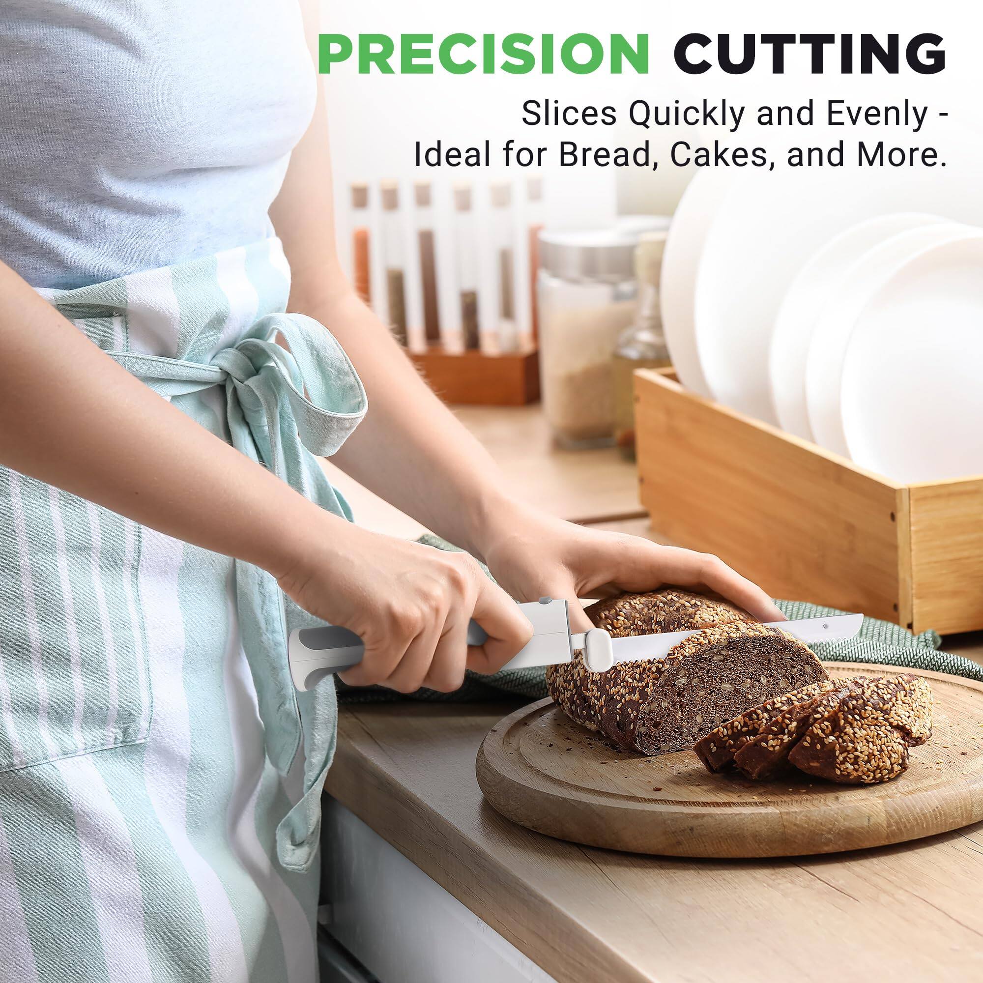 PRECISION CUTTING  
Slices Quickly and Evenly - Ideal for Bread, Cakes, and More.