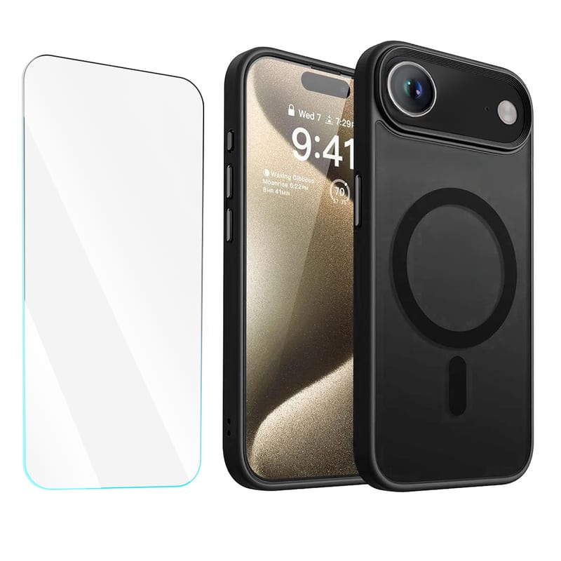 Entronix - iPhone 17 Air Bundle: Translucent Matte Case with Clear Screen Protector - Black
