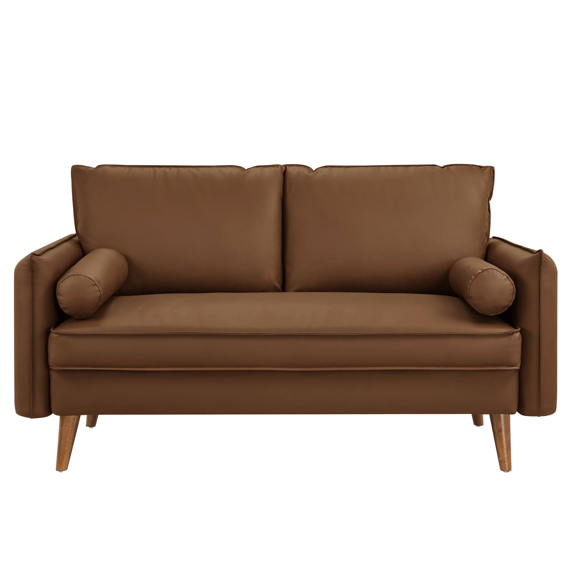 Alt View 4. Modway - Revive Upholstered Vegan Leather Loveseat by Modway - Brown.