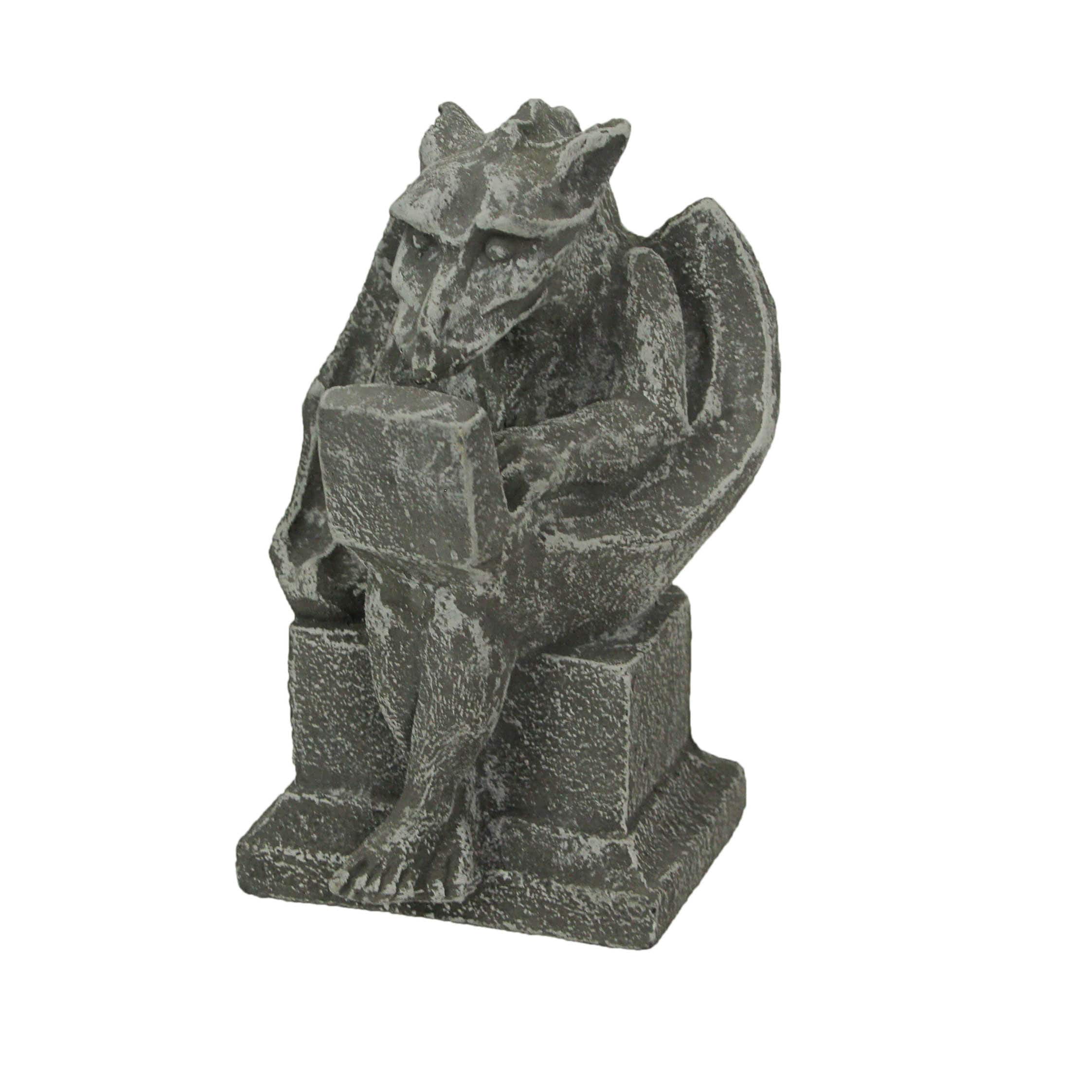 Zeckos - Gargoyle With Laptop Computer Concrete Statue - Gray