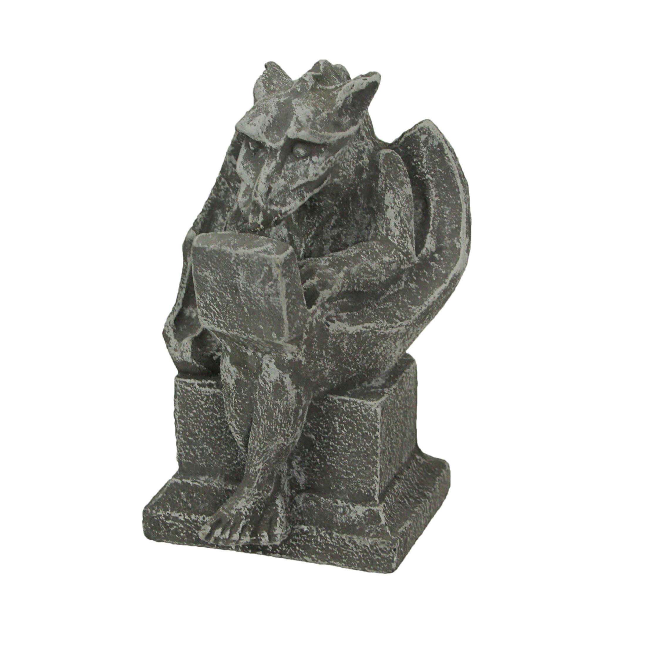 Front. Zeckos - Gargoyle With Laptop Computer Concrete Statue - Gray.