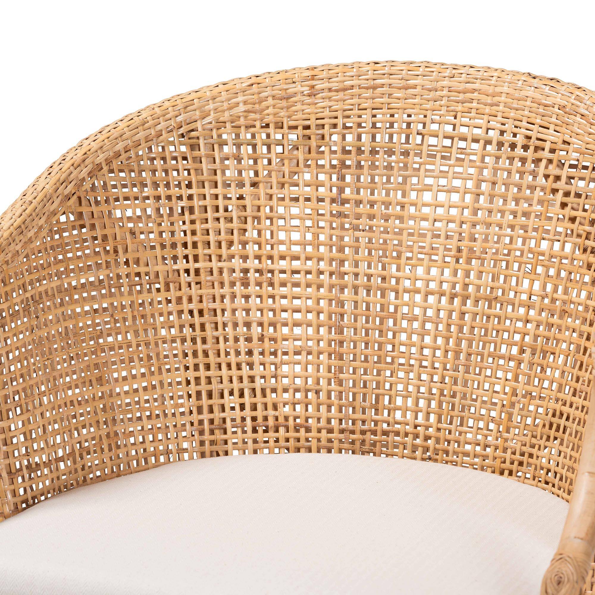Back. bali & pari - Lumajang Bohemian Rattan and Wood 2-Piece Dining Chair Set - Light Honey/White/Walnut Brown.