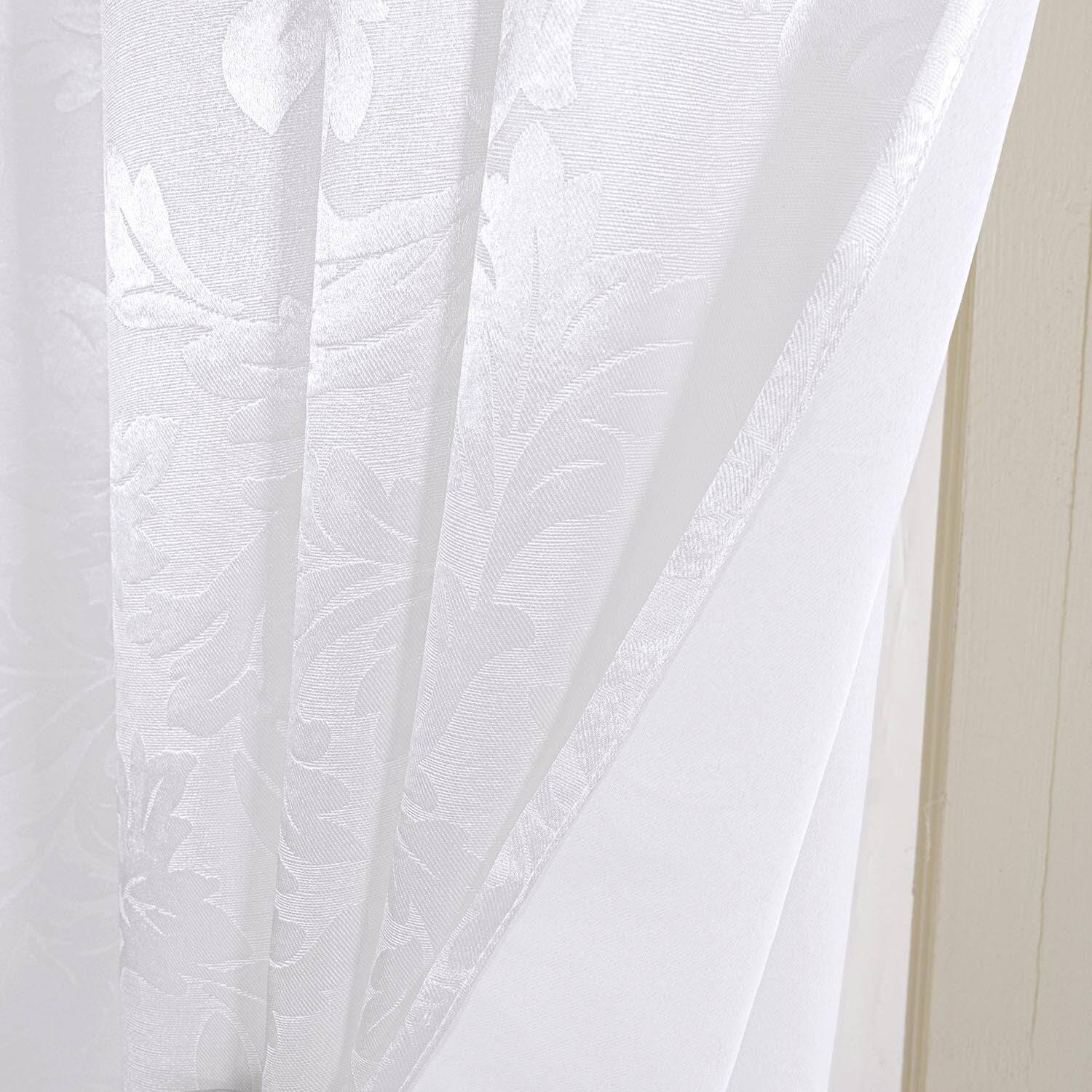 Alt View 1. Olivia Gray - Olivia Gray 100% Polyester 200 GSM Dyson Embossed Blackout Grommet Curtain Panel 54" x 84" White - White.