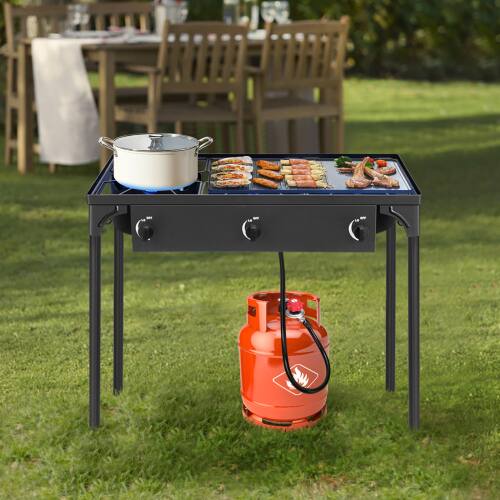 Alt View 1. Winado - 225,000 BTU Powerful 0-20 Psi Three Burner Gas Propane Stove for Outdoor Camping - Black.