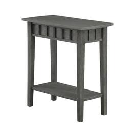 FurniFact - End Table with Shelf and Wirebrush Finish - Dark Gray