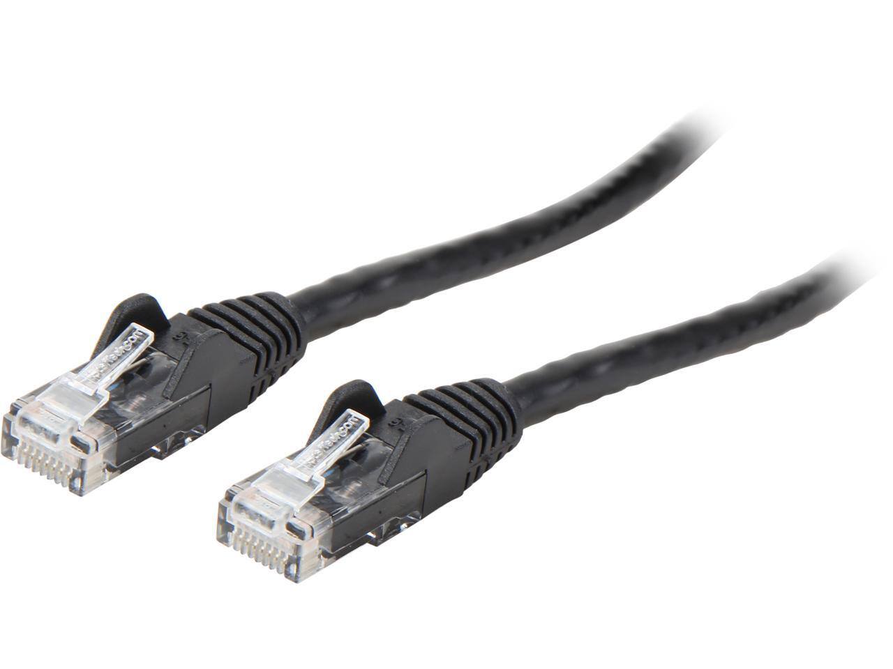 Front. StarTech.com - StarTech N6PATCH20BK Cat6 20ft Black Ethernet Cable – Snagless RJ45.