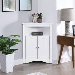 Kadyn - Corner cabinet with Doors and Shelves, Free Standing Storage Cabinet for Kitchen, Living Room, Bathroom - White