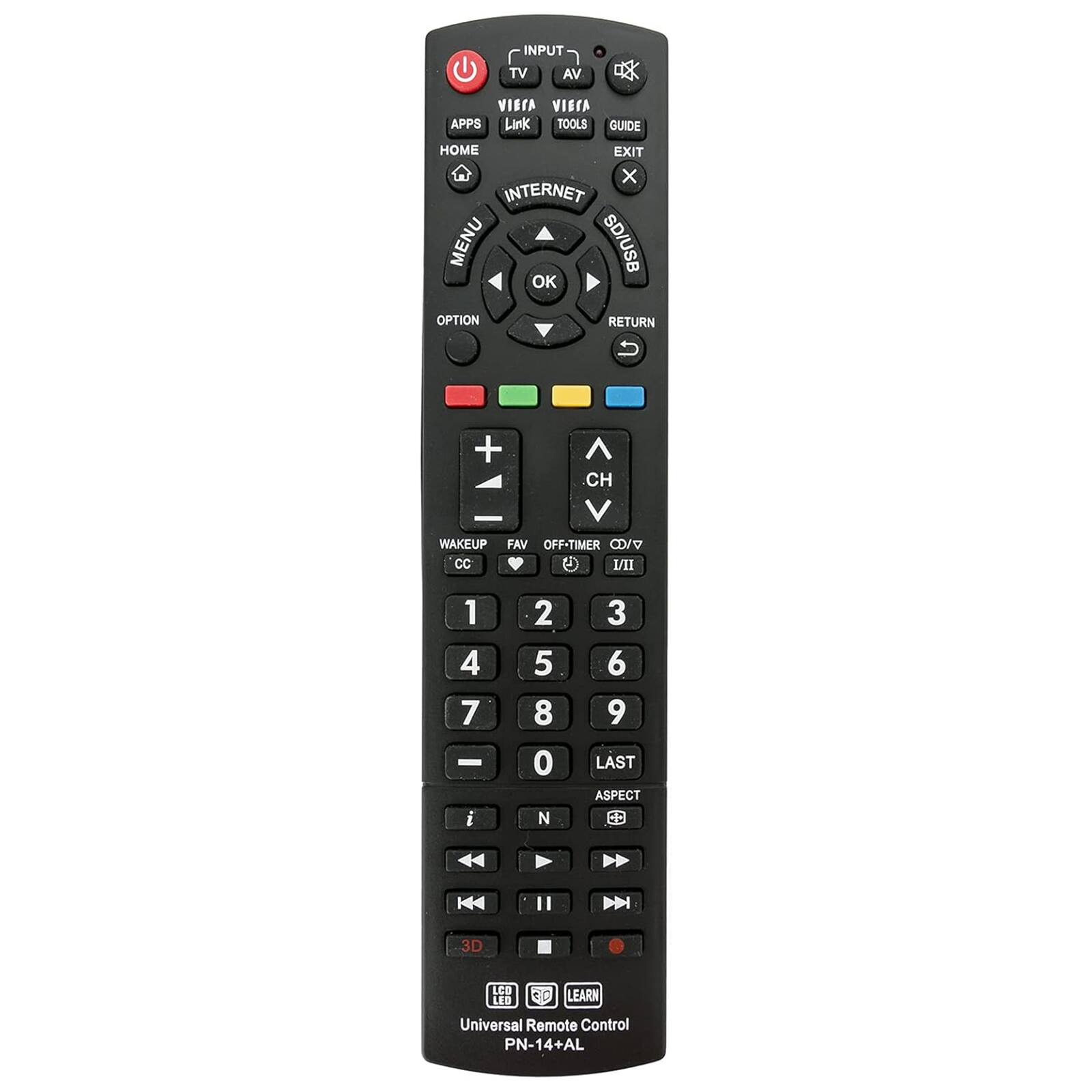 ZdalaMit - Universal PN-14-AL Replaced Remote for Panasonic TV N2QAYB000485 EUR7627Z20 N2QAYB000100 N2QAYB000486 N2QAYB000837 - Black
