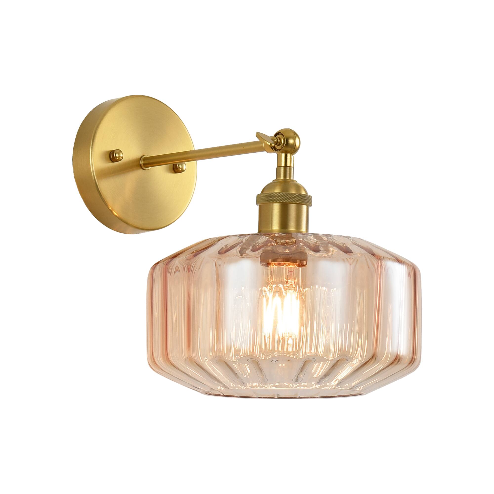 Alt View 1. Parrot Uncle - 12 Inch Modern Glass 1 Light Adjustable Wall Sconce for Bedroom and Hallway - Copper.