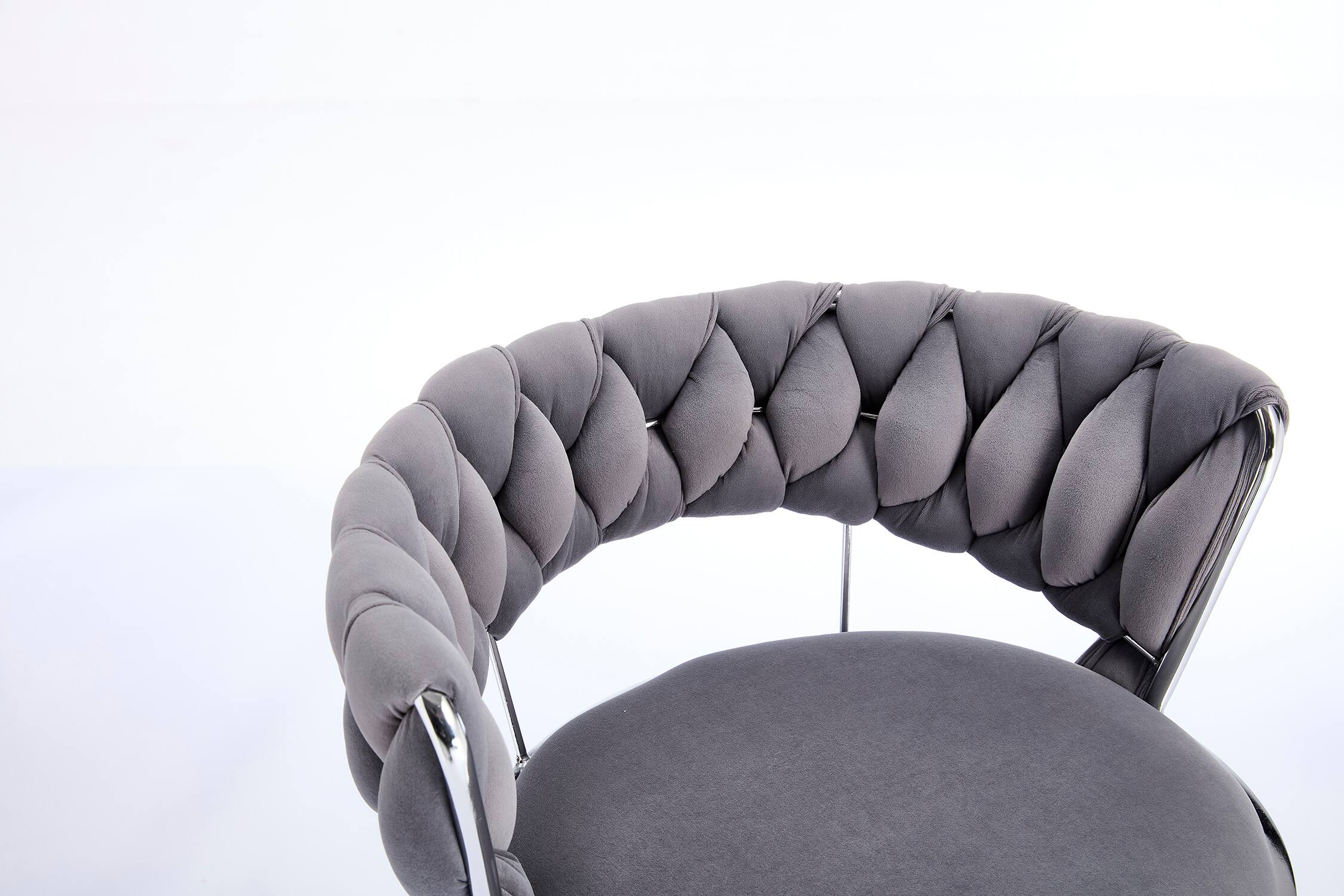 Alt View 7. APRILSOUL - Set of 2 Bar Stools Chrome Footrest Base Swivel Height Adjustable Velvet Chrome Leg GREY - White.