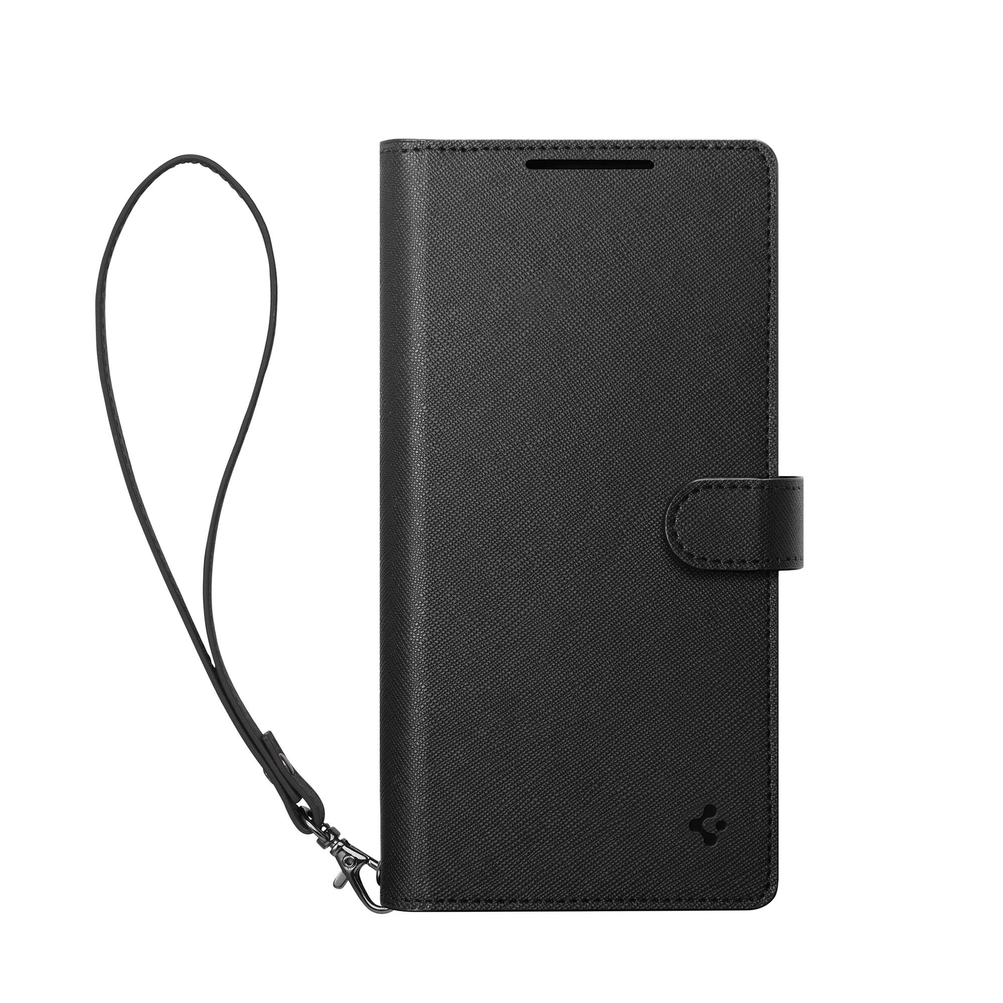 Left. Spigen - Wallet S Folio Case for Samsung Galaxy S25 Ultra - Black.