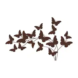 BreeBe - Rusted Metal Butterfly Wall Sculpture 28.75"L - Brown