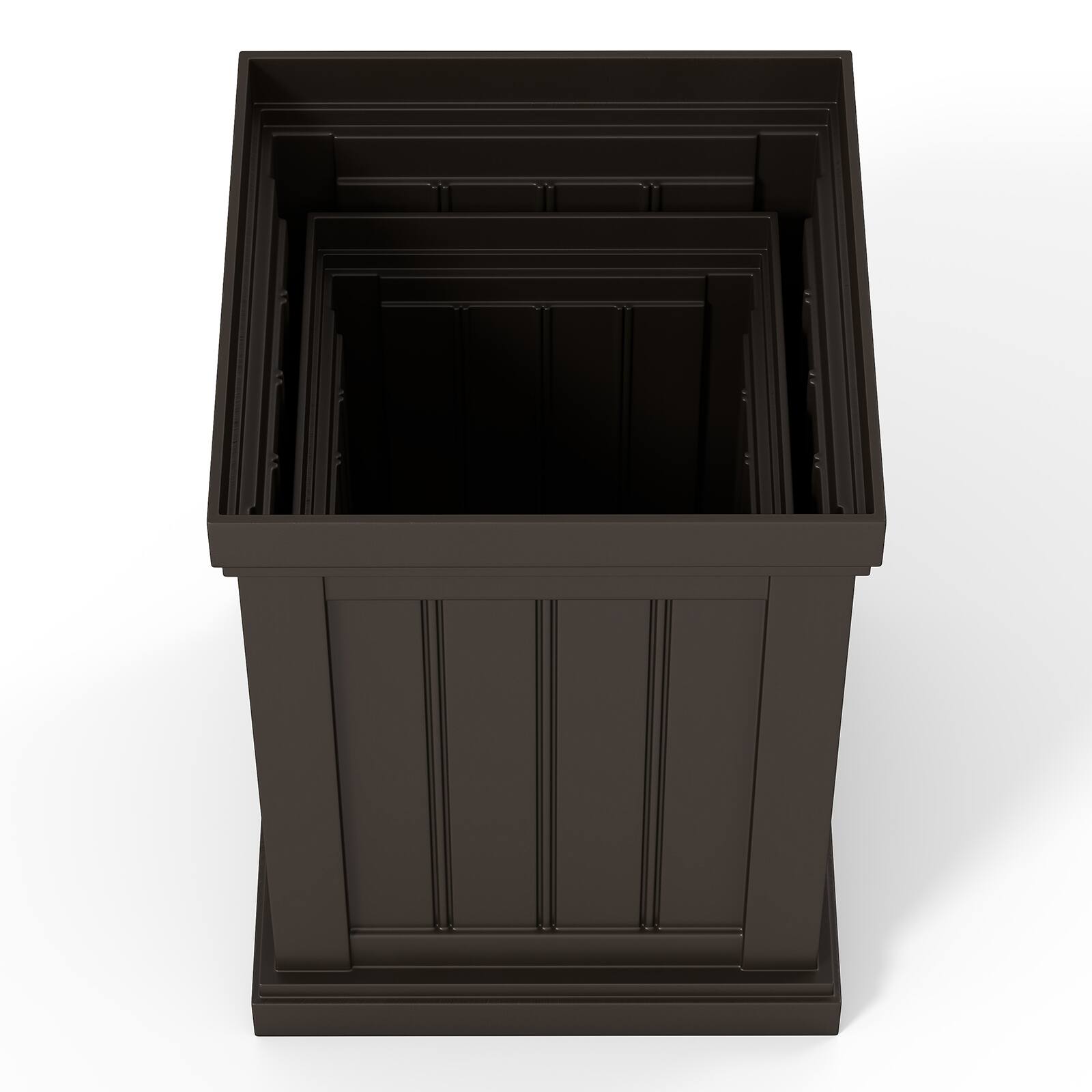 Alt View 9. Gymax - Gymax 19'' Square Plastic Planters Set of 2 w/ Drainage Holes & Nesting Design - Brown.