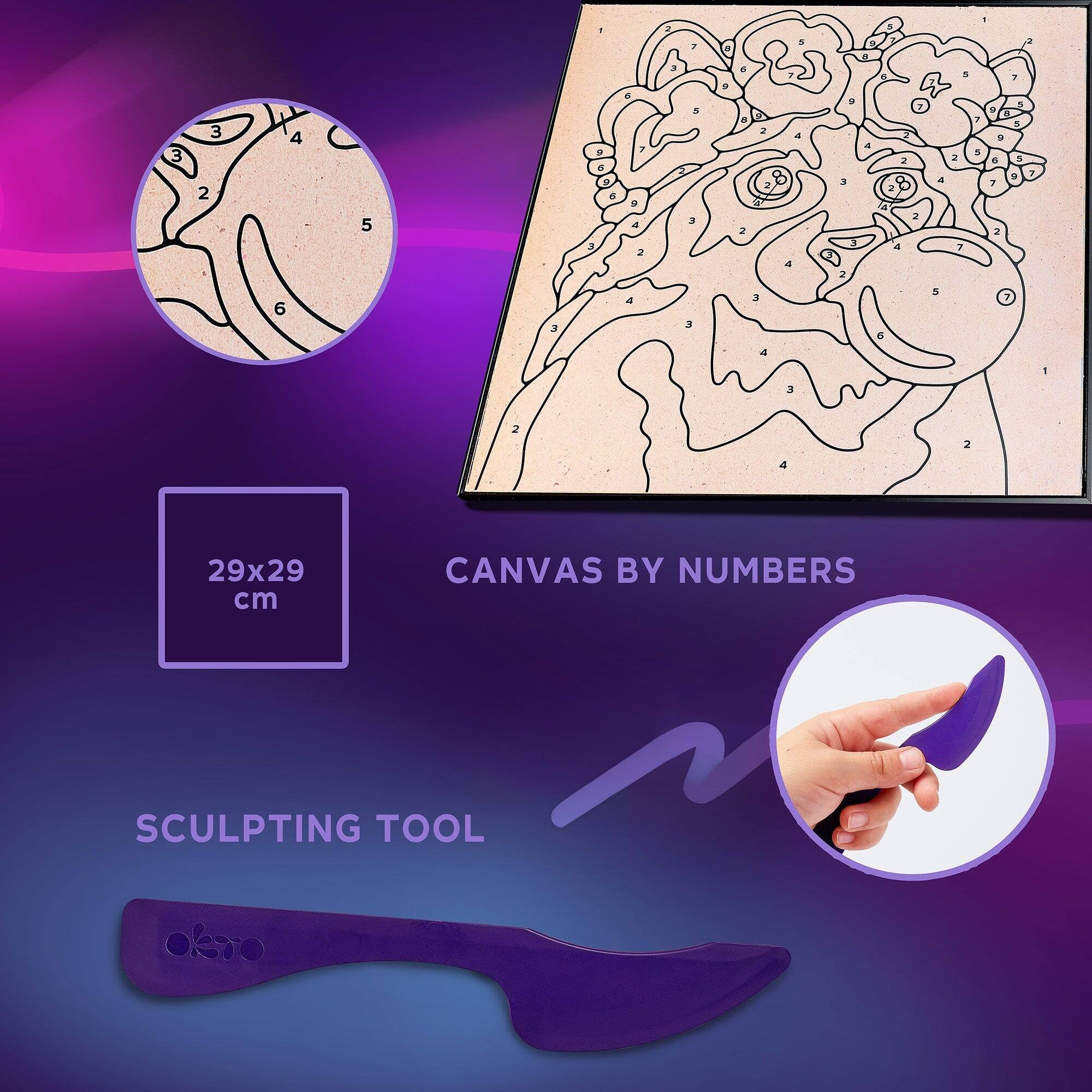 3 3 4 C WO 2 5 6 29x29 cm CANVAS BY NUMBERS SCULPTING TOOL okro