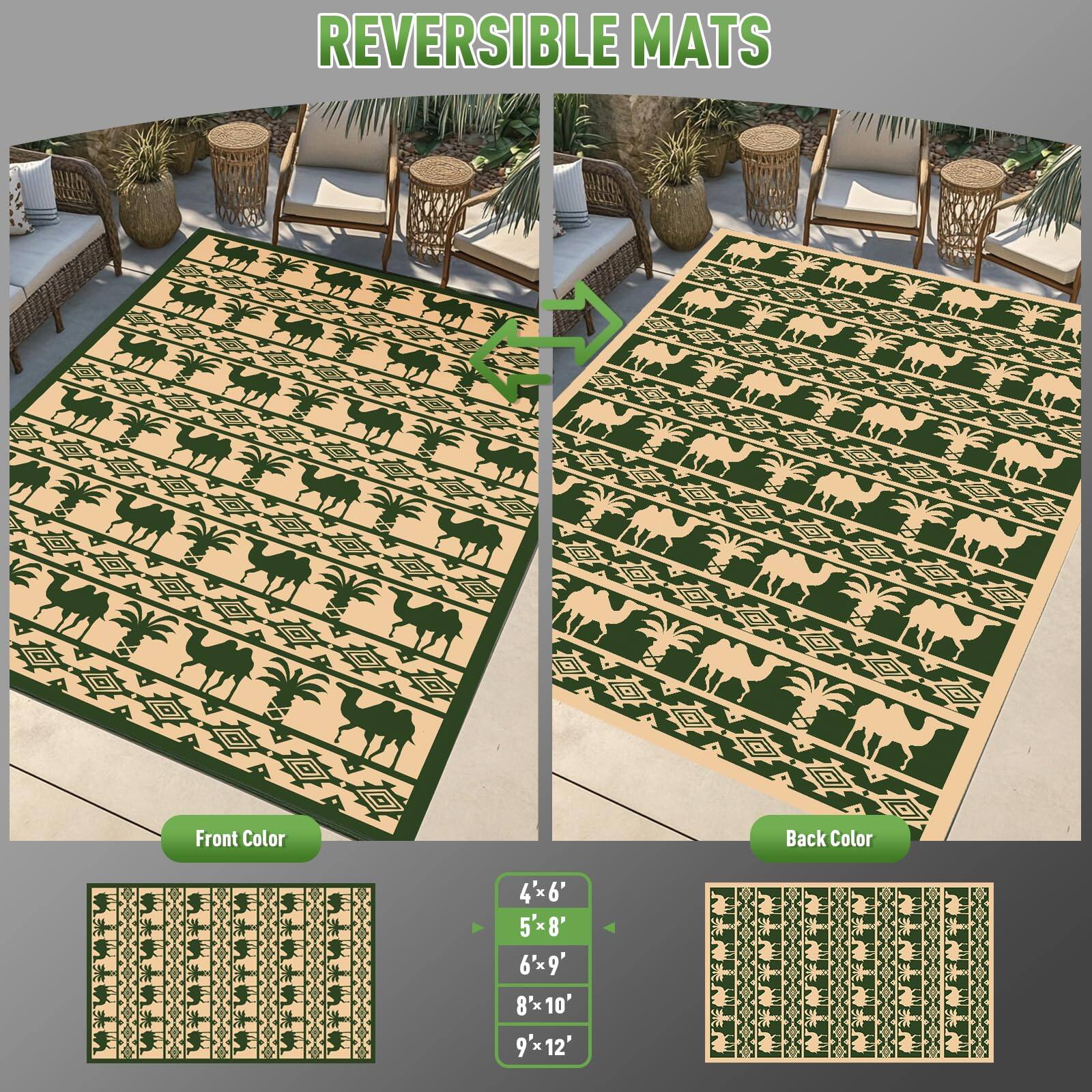 REVERSIBLE MATS

Front Color

Back Color

4'x6' 5'x8' 6'x9' 8'x10' 9'x12'