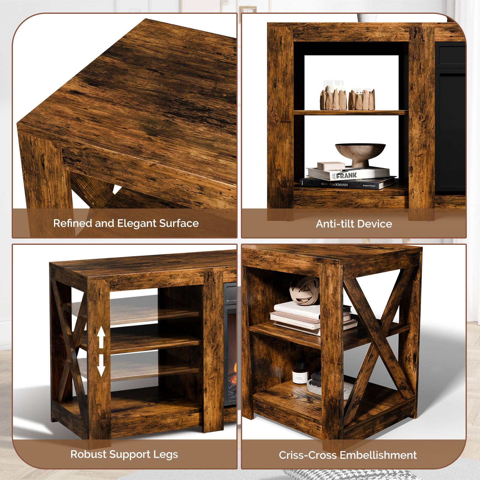 - FRANK MA MEN
- Refined and Elegant Surface
- Anti-tilt Device
- Robust Support Legs
- Criss-Cross Embellishment